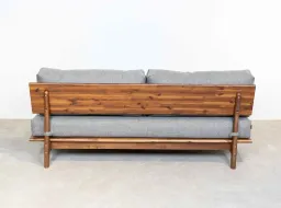 Ghế Sofa Gỗ Tràm Tự Nhiên MOHO VLINE 601 Màu Xám Đậm