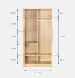 Set Tủ Quần Áo Gỗ MOHO VIENNA Tay Nắm 201 2 Cánh 4 Màu