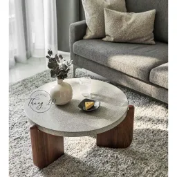 BÀN SOFA 3 CHÂN GỖ, MẶT ĐÁ TERRAZZO