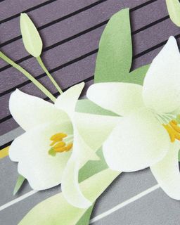 Bộ 2 Thảm DTP 65cm + 120cm Họa Tiết Hoa Lily Nền Xám Nhạt