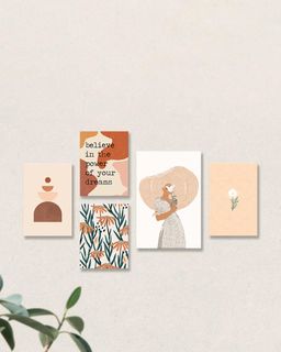 Bộ 5 Tranh Boho Style Nude Color Abstract