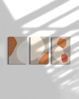Bộ 3 Tranh Abstract Minimalism Nude Color