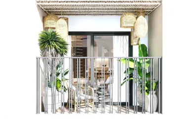 Lô gia - Căn hộ Saigon Pearl - Phong cách Scandinavian + Tropical
