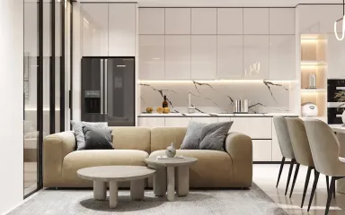 Phòng khách Phòng bếp - Căn hộ Quận Phú Nhuận - Phong cách Modern