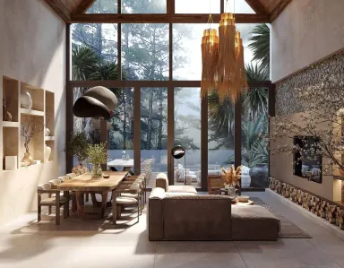 Phòng khách Phòng ăn - Villa tại Đắk Lắk - Phong cách Wabi Sabi