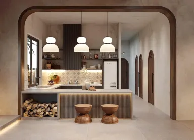 Phòng bếp - Villa tại Đắk Lắk - Phong cách Wabi Sabi