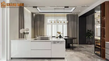 Phòng bếp Phòng ăn - Nhà phố 80m2 tại Thủ Đức - Phong cách Modern