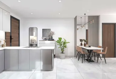 Phòng bếp Phòng ăn Lối vào - Căn hộ Midtown - Phong cách Modern