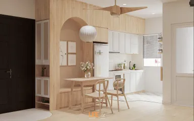 Phòng bếp Phòng ăn Lối vào - Căn hộ CityLand Park Hills Gò Vấp - Phong cách Scandinavian