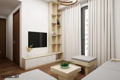 Phòng khách - Căn hộ Akari City 76m2 - Phong cách Japandi