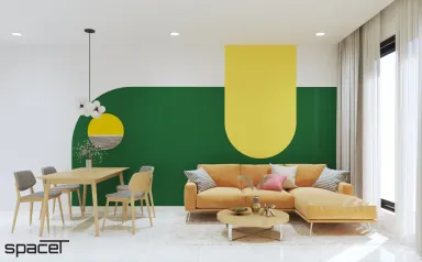 Phòng khách Phòng ăn - Căn hộ PiCity Quận 12 - Phong cách Color Block