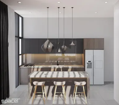 Phòng bếp Sân thượng - Villa Dầu Tiếng (Bình Dương) - Phong cách Modern