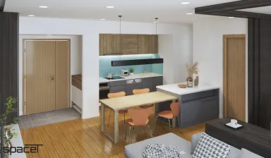 Phòng bếp Phòng ăn Lối vào - Căn hộ Terra Mia - Phong cách Modern
