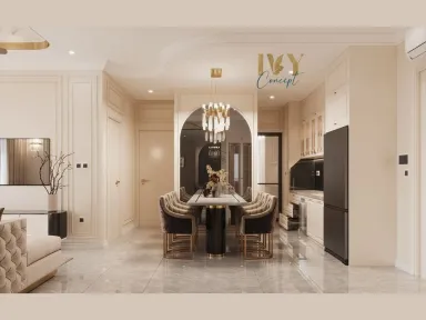 Phòng bếp Phòng ăn - Căn hộ The Peak Midtown M8 - Phong cách Neo Classic