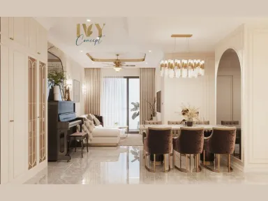 Phòng khách Phòng ăn - Căn hộ The Peak Midtown M8 - Phong cách Neo Classic