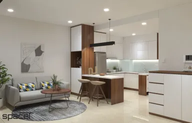 Phòng khách Phòng bếp - Căn hộ Sunrise City Quận 7 - Phong cách Modern + Color Block