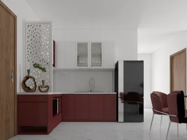 Phòng bếp - Căn hộ 50m2 The Origami (Vinhomes) - Phong cách Modern