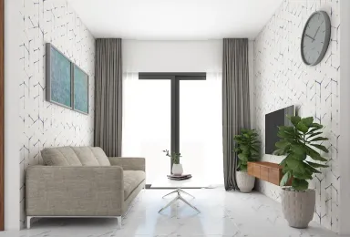 Phòng khách - Căn hộ 50m2 The Origami (Vinhomes) - Phong cách Modern