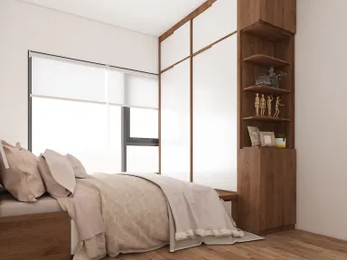 Phòng ngủ - Căn hộ 50m2 The Origami (Vinhomes) - Phong cách Modern