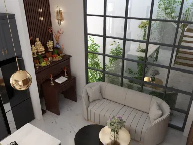 Phòng khách - Nhà phố Mễ Cốc Quận 8 - Phong cách Modern