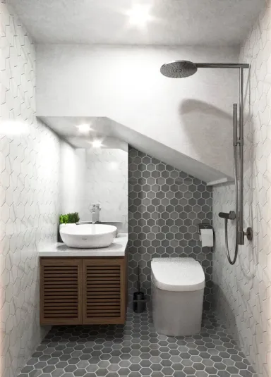 Phòng tắm - Nhà phố Âu Cơ Quận 11 - Phong cách Scandinavian + Modern