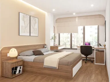 Phòng ngủ - Nhà phố Âu Cơ Quận 11 - Phong cách Scandinavian + Modern