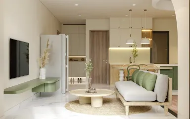 Phòng khách Phòng bếp Lối vào - Căn hộ Charm City Bình Dương - Phong cách Modern