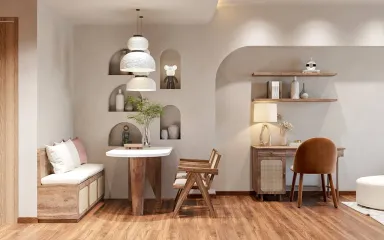 Phòng ăn Phòng làm việc - Căn hộ Akari City - Phong cách Wabi Sabi