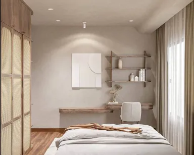 Phòng ngủ - Căn hộ Akari City - Phong cách Wabi Sabi
