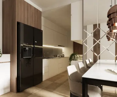 Phòng bếp Phòng ăn - Căn hộ Diamond Quận 8 85m2 - Phong cách Modern
