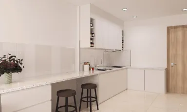 Phòng bếp Phòng ăn - Căn hộ Vinhomes Grand Park Quận 9 - Phong cách Scandinavian