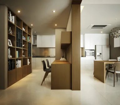Phòng bếp Phòng ăn Phòng làm việc - Căn hộ Star Hill Quận 7 - Phong cách Modern
