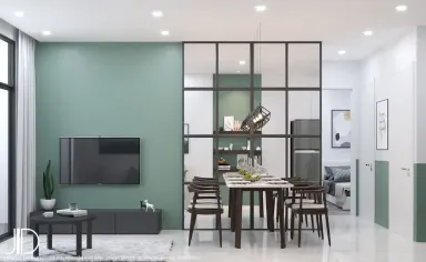 Phòng khách Phòng ăn - Căn hộ Central Premium Quận 8 - Phong cách Scandinavian