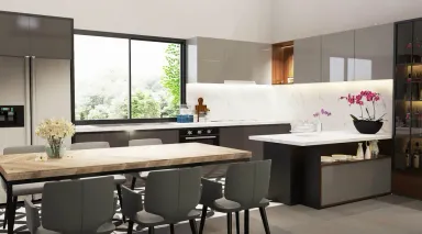 Phòng bếp Phòng ăn - Nhà phố Long Thành Đồng Nai - Phong cách Modern