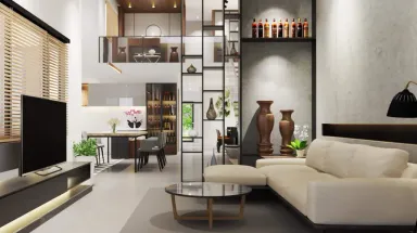 Phòng khách Phòng ăn - Nhà phố Long Thành Đồng Nai - Phong cách Modern