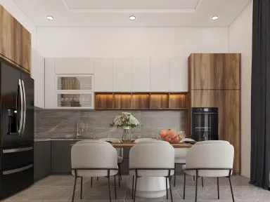 Phòng bếp Phòng ăn - Nhà vườn Bảo Lộc - Phong cách Modern