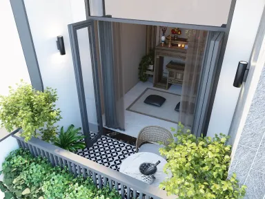 Lô gia - Nhà phố Quận 4 - Phong cách Modern
