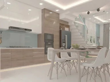 Phòng bếp Phòng ăn - Nhà phố Quận Bình Thạnh - Phong cách Scandinavian + Modern
