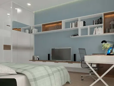 Phòng ngủ Phòng làm việc - Nhà phố Quận Bình Thạnh - Phong cách Scandinavian + Modern