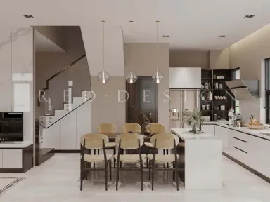 Phòng bếp Phòng ăn - Villa Simcity Premier Homes Quận 9 - Phong cách Modern