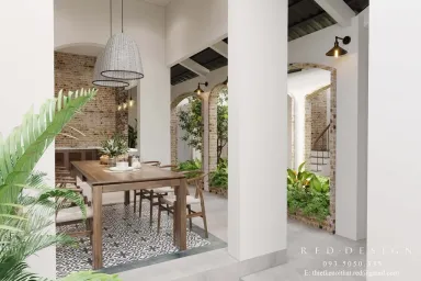 Phòng ăn - Nhà phố Bình Phước - Phong cách Indochine