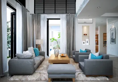 Phòng khách - Villa 1 Thủ Đức - Phong cách Japandi