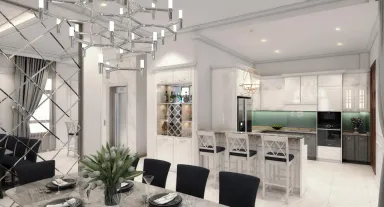 Phòng bếp Phòng ăn - Biệt thự Vinhomes Central Park Tân Cảng - Phong cách Neo Classic