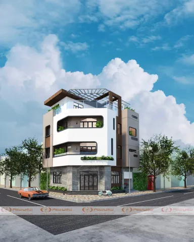 Mặt tiền - Nhà phố góc Bắc Ninh - Phong cách Modern