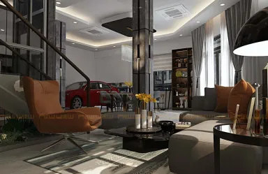 Phòng khách - Nhà phố góc Bắc Ninh - Phong cách Modern