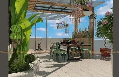 Sân thượng - Nhà phố góc Bắc Ninh - Phong cách Modern Sân thượng - Nhà phố góc Bắc Ninh - Phong cách Modern