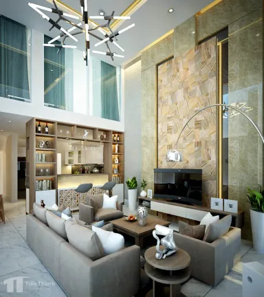 Phòng khách - Nhà phố Cần Thơ - Phong cách Modern