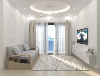 Phòng khách - Căn hộ Palm Heights Quận 2 - Phong cách Scandinavian