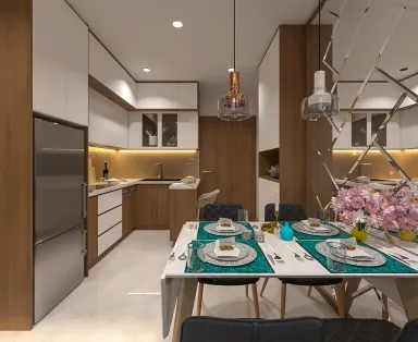 Phòng bếp Phòng ăn - Căn hộ Jamila Khang Điền Quận 9 - Phong cách Modern