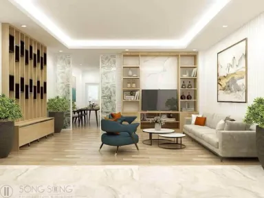 Phòng khách - Cải tạo Villa Champaca Garden Bình Dương - Phong cách Modern